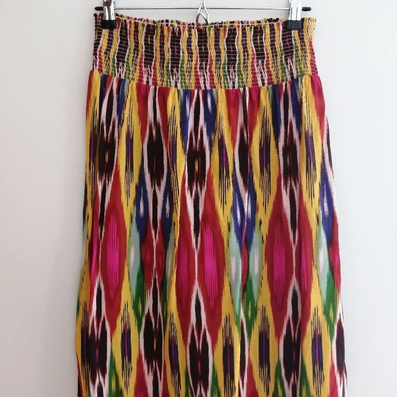 Anthropologie Vanessa Virginia Ikat Maxi Colourful Skirt with Side Slits Medium - Picture 5 of 16